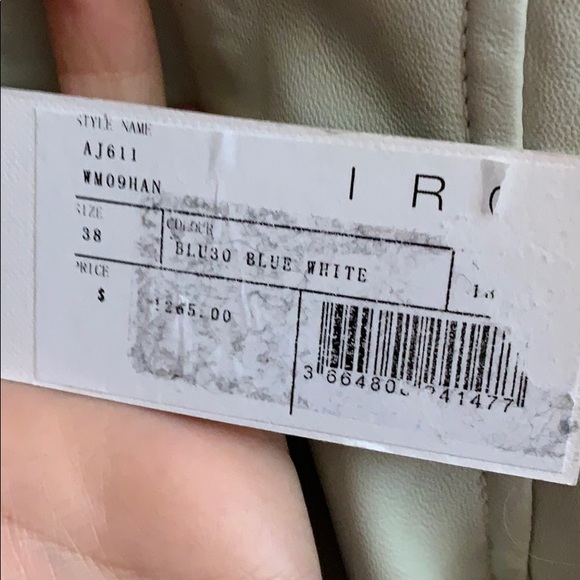 IRO NTW Blue White Leather Jacket Sz 38 - Picture 2 of 3